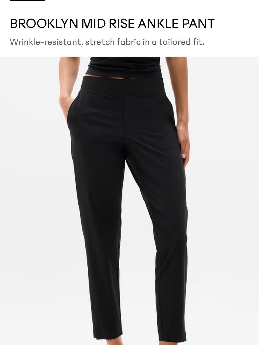 NWT! Athleta BROOKLYN MID RISE ANKLE PANT Black Size 8P